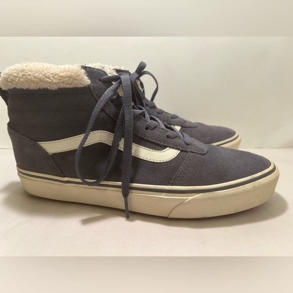 Vans Blue Suede Faux Fur Lined High Top Sneakers Size 9.5 - Picture 9 of 11